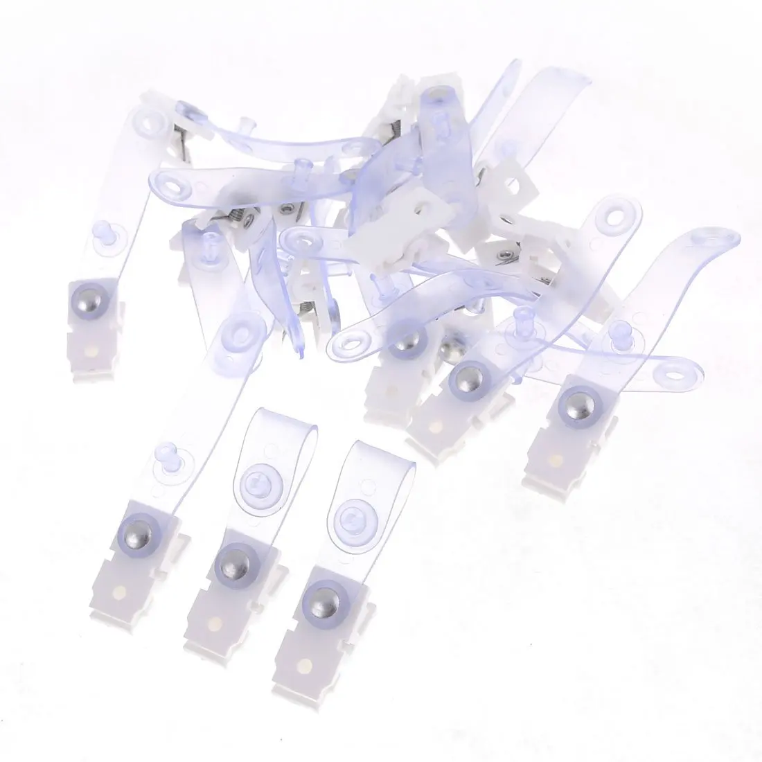 

20 Pcs Plastic ID Card Name Tag Holder Badge Strap Clip White Clear