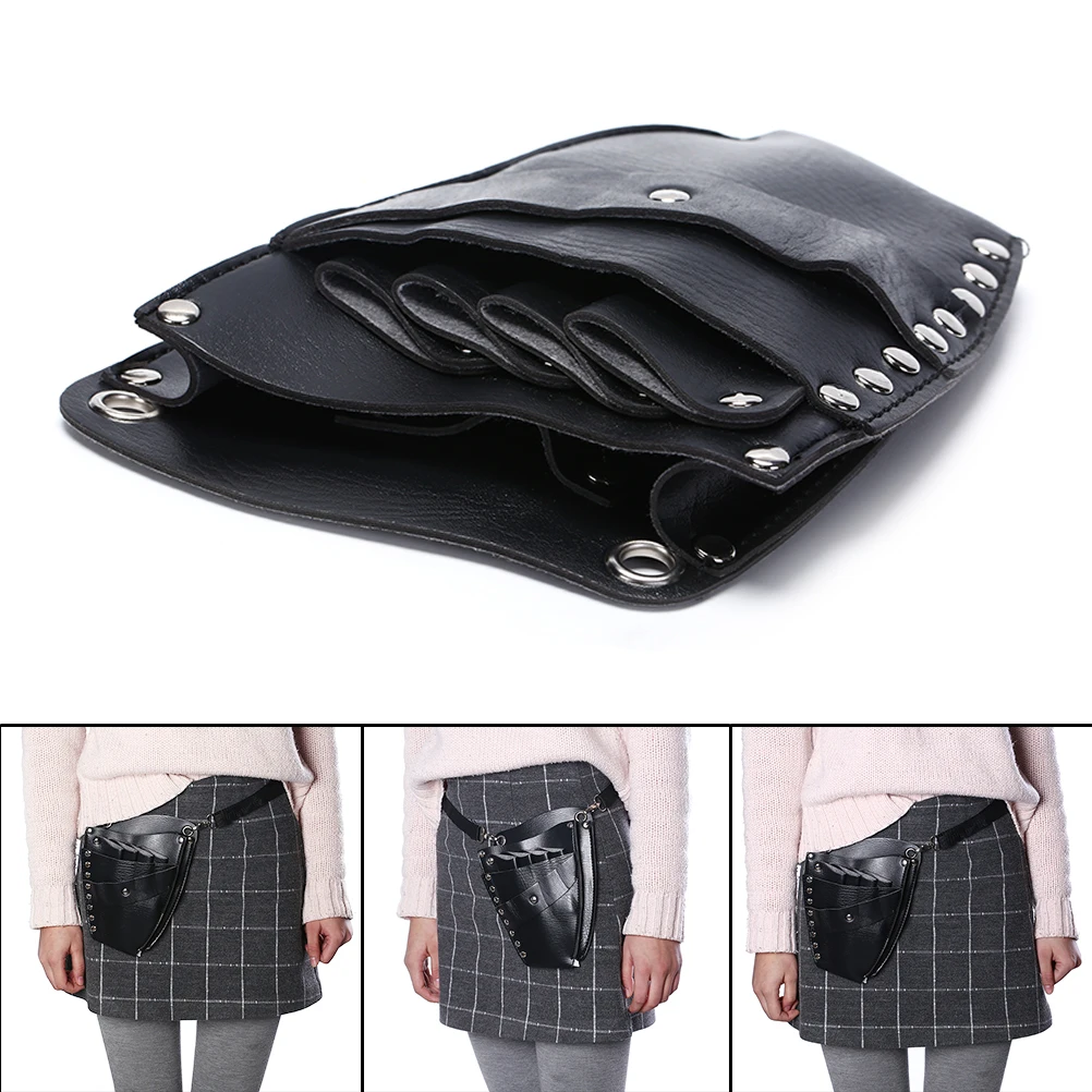 1PC Hairdressing Holster Pouch Holder font b Case b font PU Leather Barber Hair Scissor font