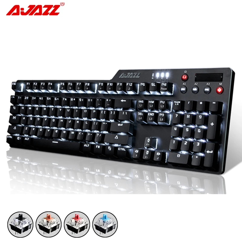 

New 104 Keys Ajazz AK35i Wired White LED Backlit Usb Ergonomic illuminated Mechanical Gaming Keyboard Gamer For Laptop Computer