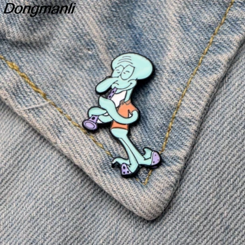 

10pcs/lot DMLSKY Squidward Tentacles Enamel Pin Brooches Badges for Clothing Cute Cartoon Pins M2711