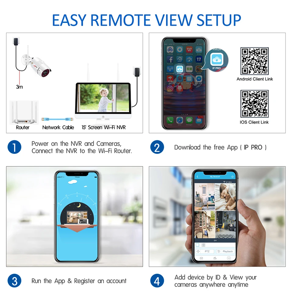 ANRAN H.265 8CH NVR 15 дюймов монитор 4 шт 2 шт 2.0MP 36IR Открытый 1080 P ночного видео Беспроводной Камера безопасности Системы 1/2/3 ТБ HDD