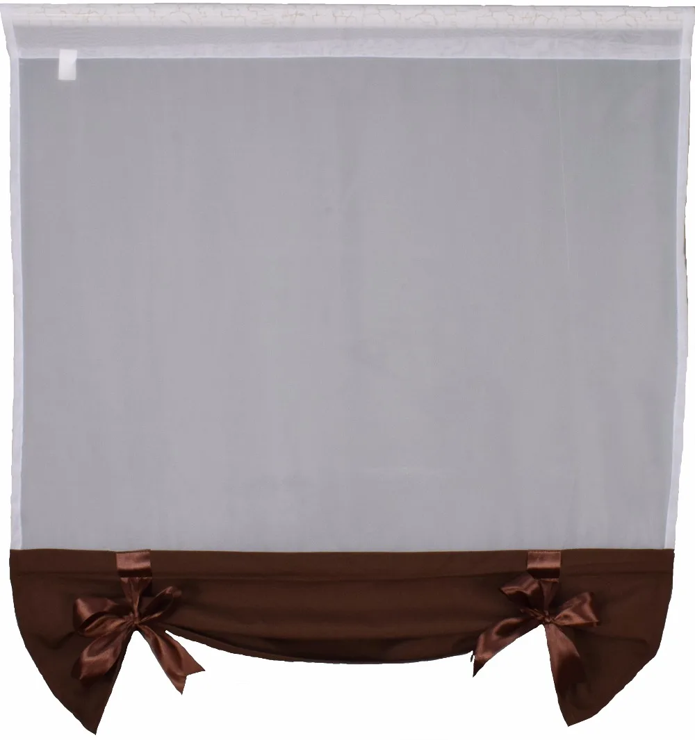 

Tulle Color Window Curtain Solid Tulle Voile & Heavy Fabric with Bowknot Curtain for Room Window