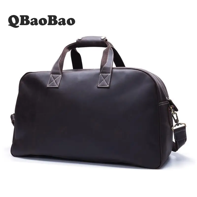 

European Crazy Horse Genuine Leather Men Travel Bags Vintage Crossbody Man Luggage Travel Duffle Malas De Viagem