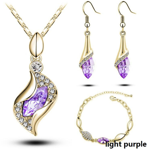 Austrian Crystal Jewelry Set Chain Horse Eye Pendant Necklace Bracelet Earrings Wedding Jewelry Sets Women