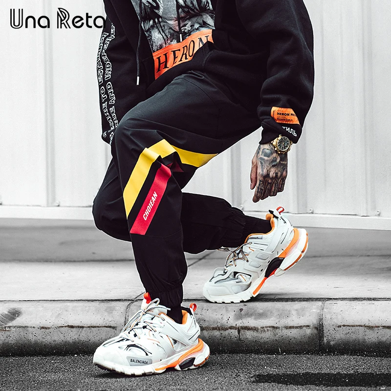 

Una Reta Japanese style Black Pants Mens New Arrivals Hip Hop Jogger Trousers Fashion Streetwear Color printing Male Pants