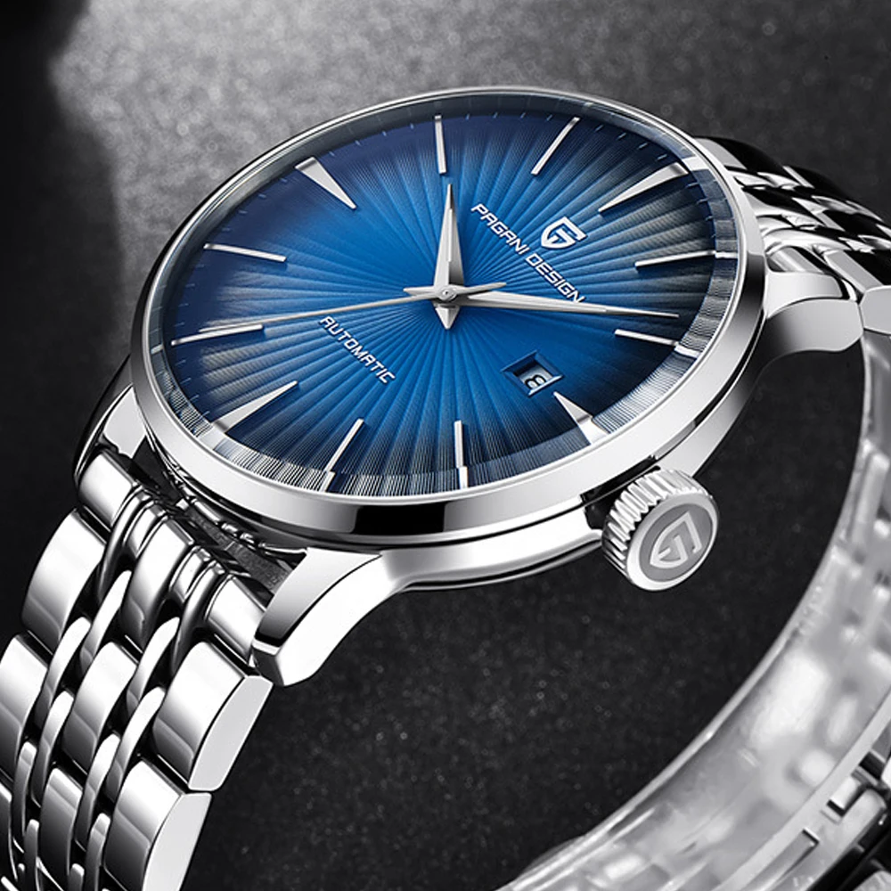 باجاني تصميم الرجال ووتش الأعمال عارضة ساعات آلية للماء الفولاذ المقاوم للصدأ العلامة التجارية الفاخرة Relogio التلقائي ووتش سات