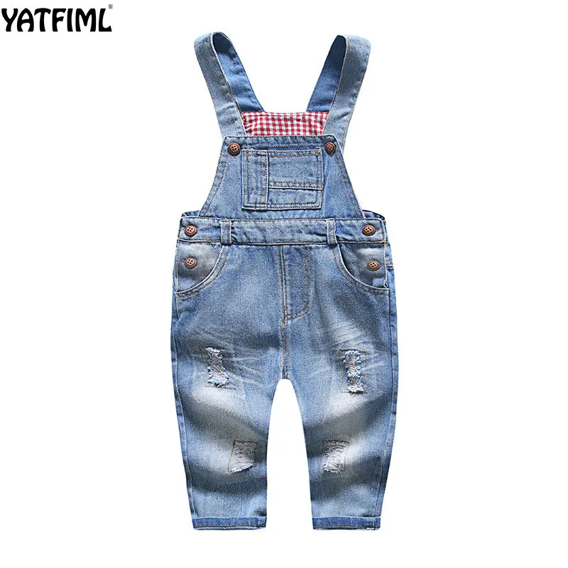 

YATFIML 2018 Spring Autumn denim overall for boy girl JEANS COMBINES FOR CHILDREN