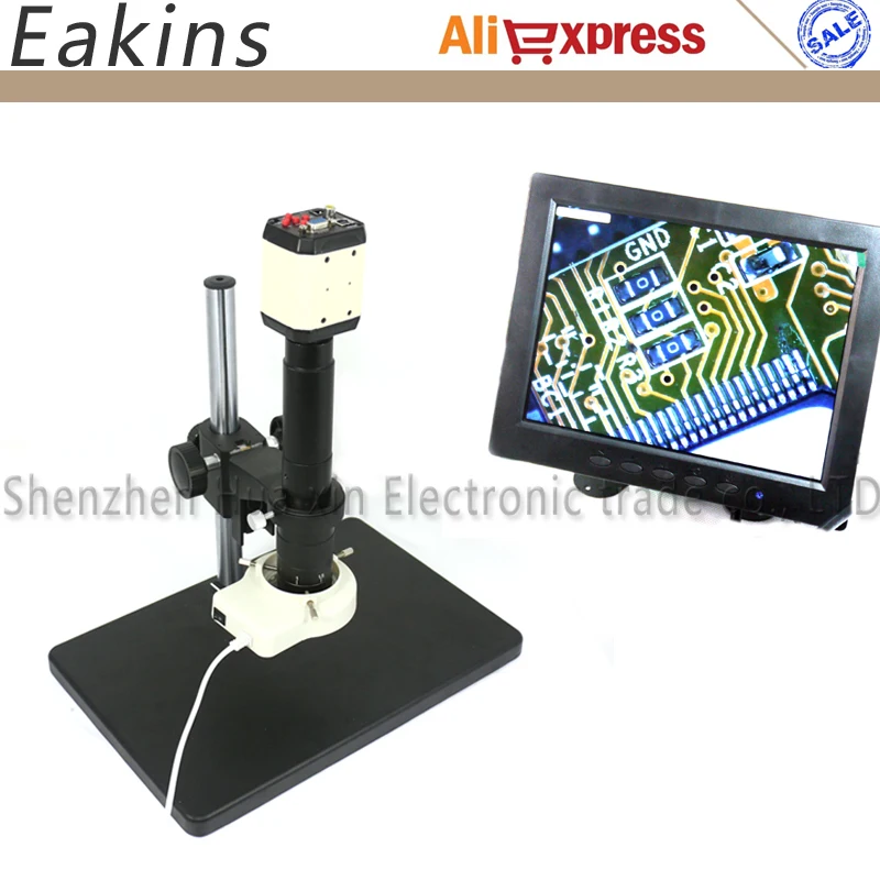

3 in1 Industry Digital Microscope CCD AV USB VGA outputs+180X C-Mount Lens+56 LED Ring Light+Big Stand +8" LCD for Industry Lab