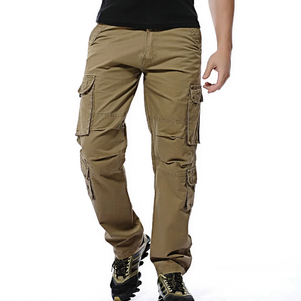 2017 pánské kalhoty Loose armádní taktické kalhoty Multi-kapesní kalhoty vojenské Solidní kalhotové kalhoty pro muže pantalon homme Plus 46