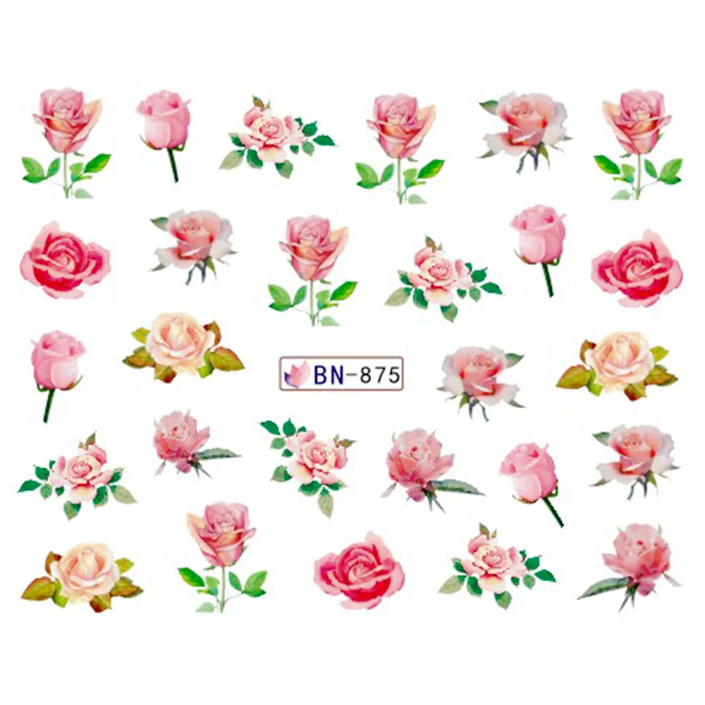 1 шт водяные наклейки для ногтей, наклейки для ногтей, цветочные ползунки, фламинго, попугай, птица, джунгли, обертывания для украшения ногтей, маникюрные BEBN865-876 - Цвет: BN875