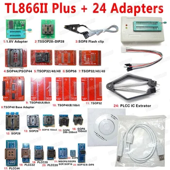 

XGecu 100% Original TL866ii Plus Programmer + 24 Adapters Support 15000+ ICs with SOP8 Tsop48 TSOP32 Adapter and IC test Clip