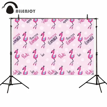 

Allenjoy kids background for photography pink princess flamingo Crown pattern love ballet feather backdrop birthday photocall