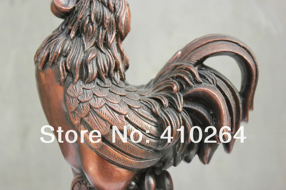 

Shipping Chinese Folk arts HandMade Red Bronze statue Zodiac rooster Auspicious lucky discount 30%