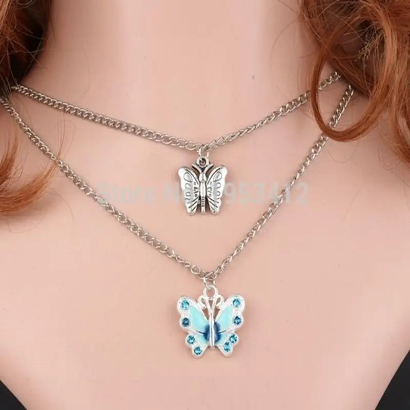 Download Crystal Butterfly Necklace Vintage Silver Charms Choker ...