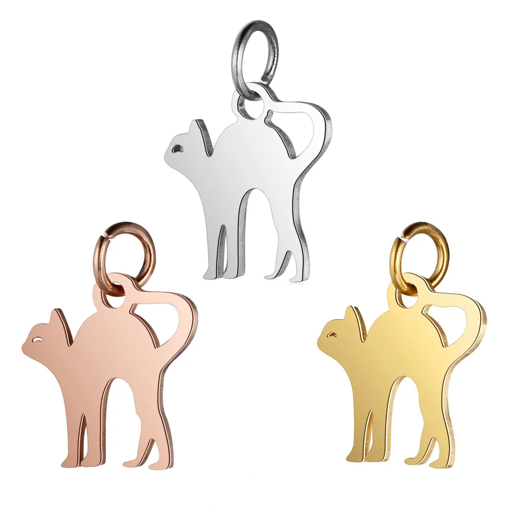 

10pcs/lot Stainless Steel DIY Animal Cat Jewelry Accessories Making Charm Pendant For Necklace Bracelet