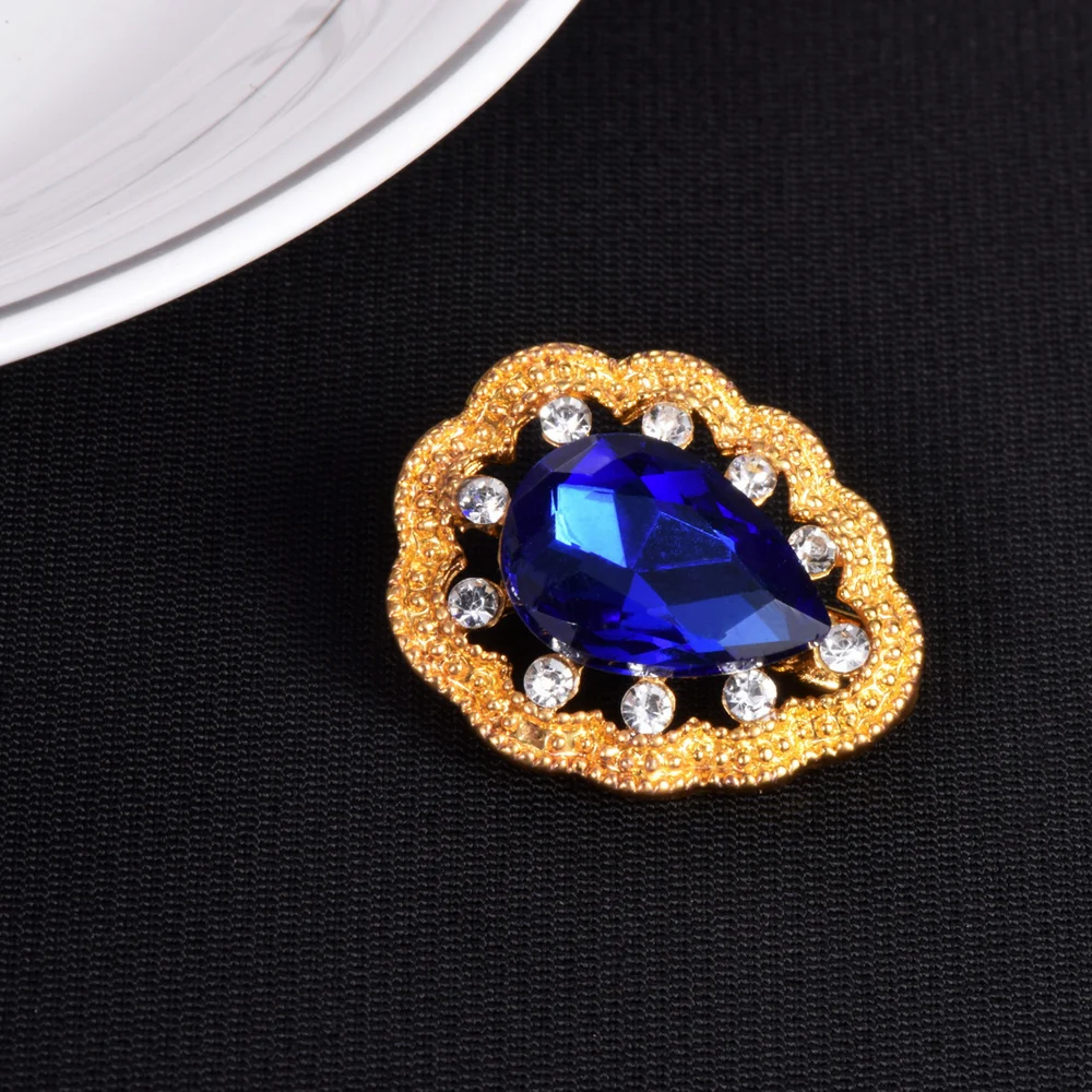 Женские свадебные броши большой голубой камень кристалл одежда ювелирные изделия золотой цвет классический стиль брошь булавки Стразы