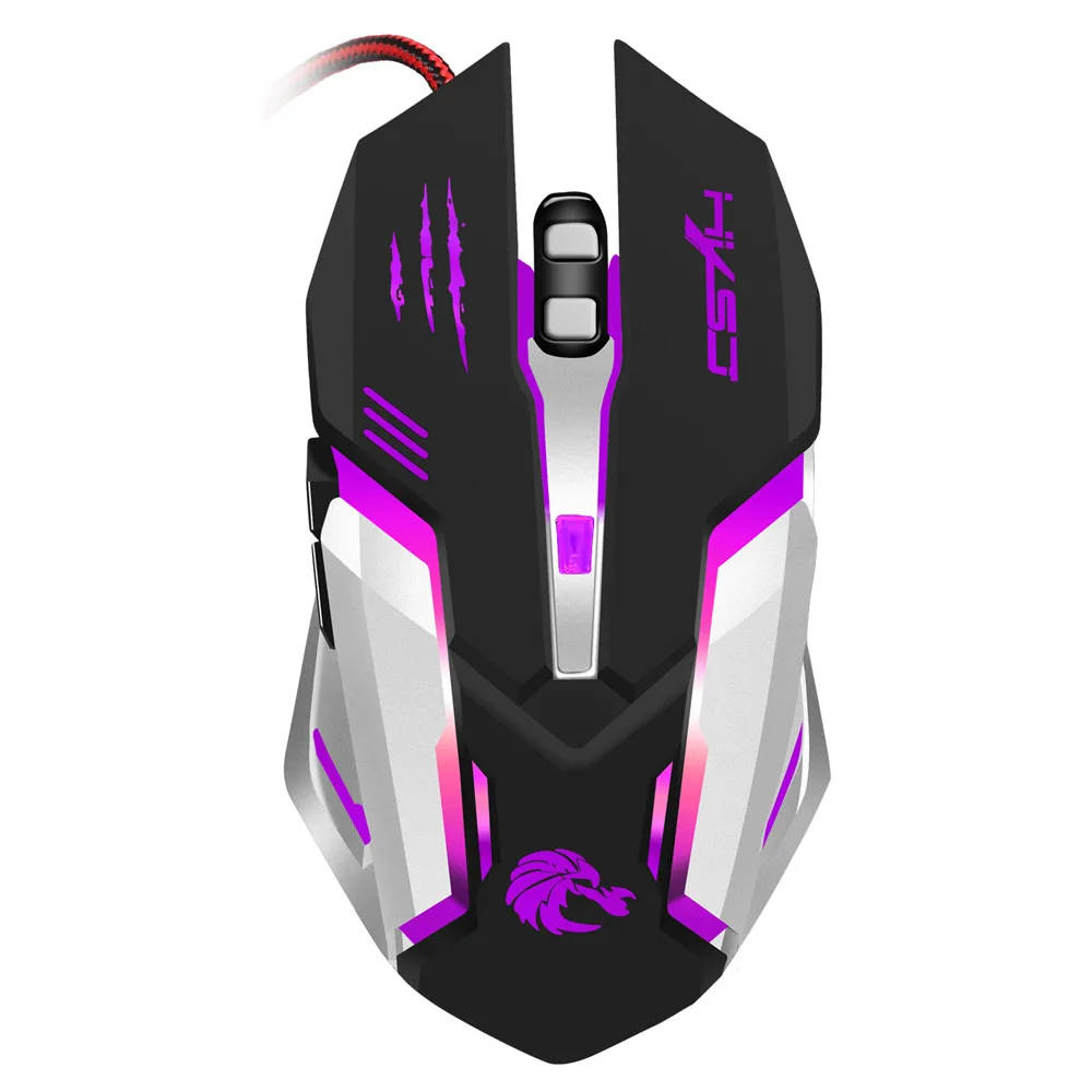 6D Button Wired Mouse Black USB Colorful LED Light Up Pro Gaming Mouse