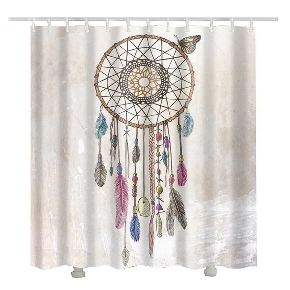 feather Wind chimes indian shower curtain rideau douche tissus