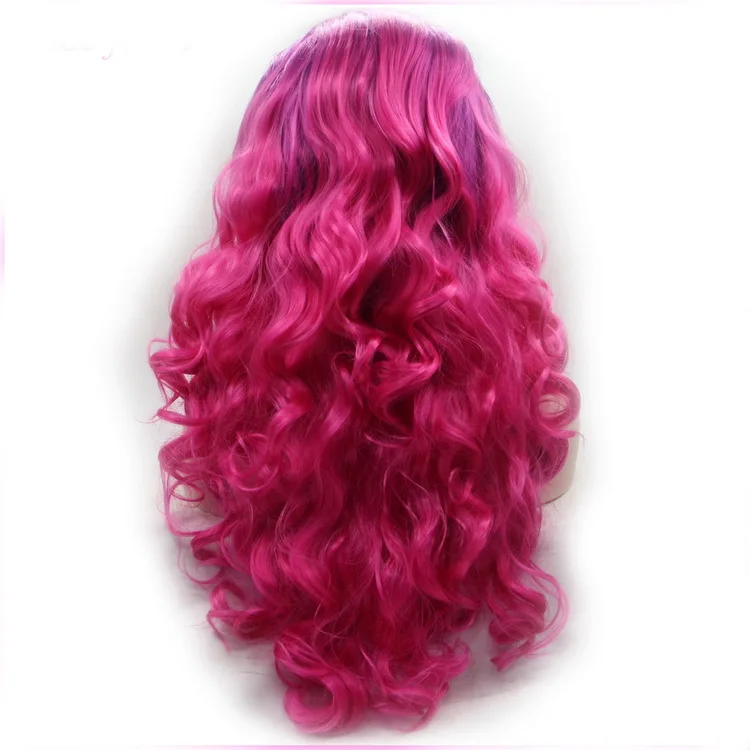 Yiyaobess длинный волнистый парик с кружевом спереди термостойкий синтетический бесклеевой два тона Красный Синий Зеленый Фиолетовый Омбре Косплей парики для женщин - Цвет: Естественный цвет