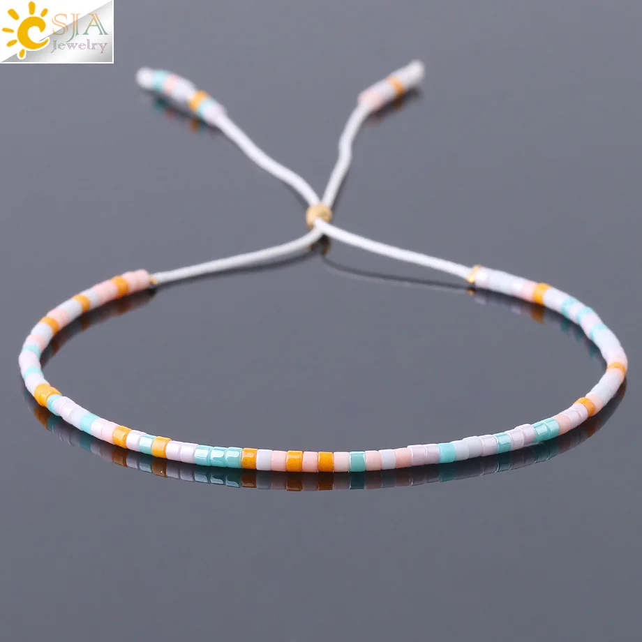 

CSJA Miyuki Delica Beads Bracelets Women Fashion Jewelry Girls Macaron Color Seed Bead Friendship Bracelet Boho Jewellery S245