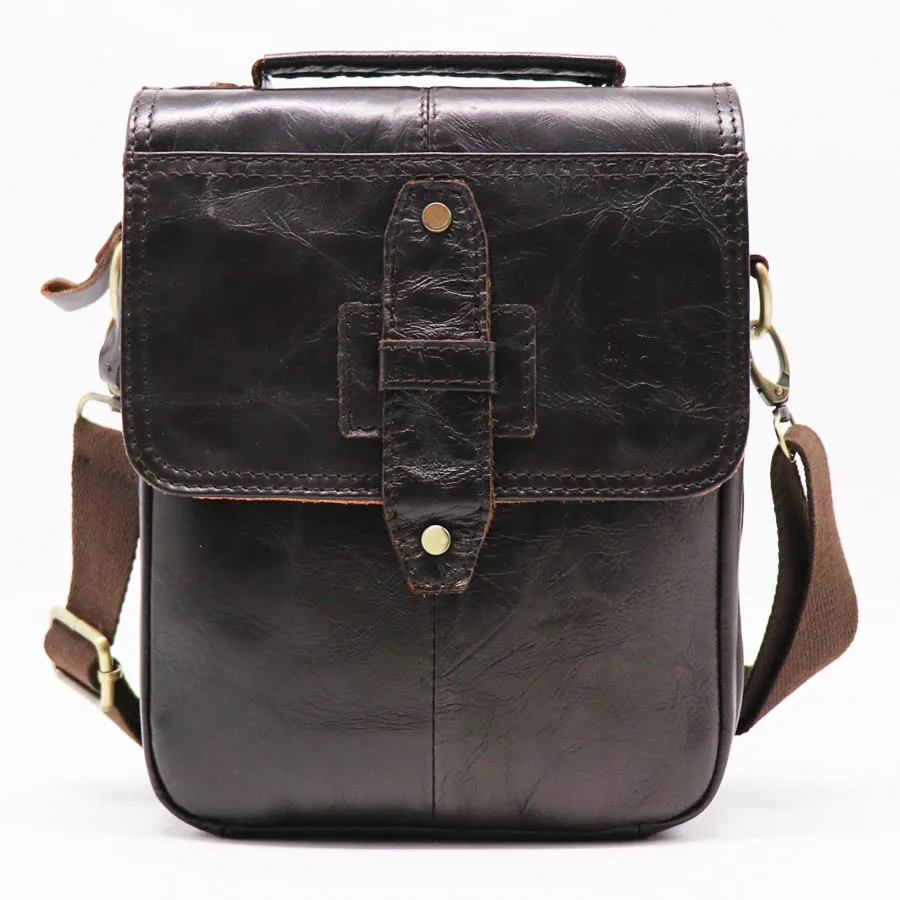 

Brand Genuine Leather 8' Casual Handbag Men's Cross Body Shoulder Bags Small Messenger Bag Male Cowhide Handle Pack For Wallet