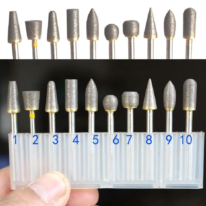 

2pcs 3mm Shank 600 Grit Fine Sand Diamond Sintered Grinding Head Solid Diamond Jade Jewelry Ceramic Mark Grinding Modification