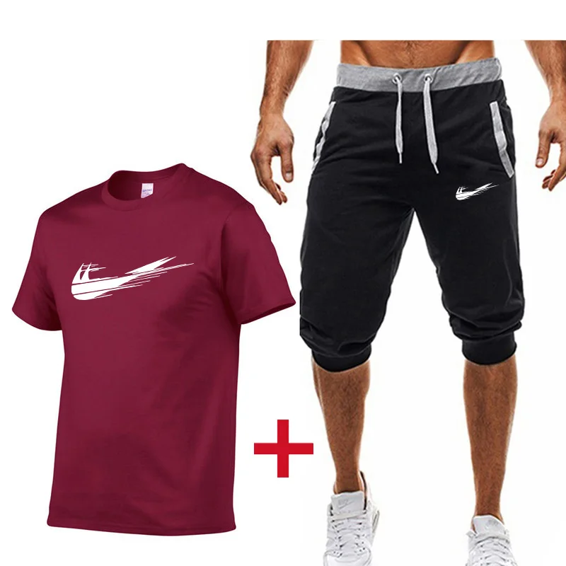 

Summer 2019 Running Sets Quick-drying Breathable T-short+Loose Stretch Sweatpants Jogging Fitness training Sports Suits