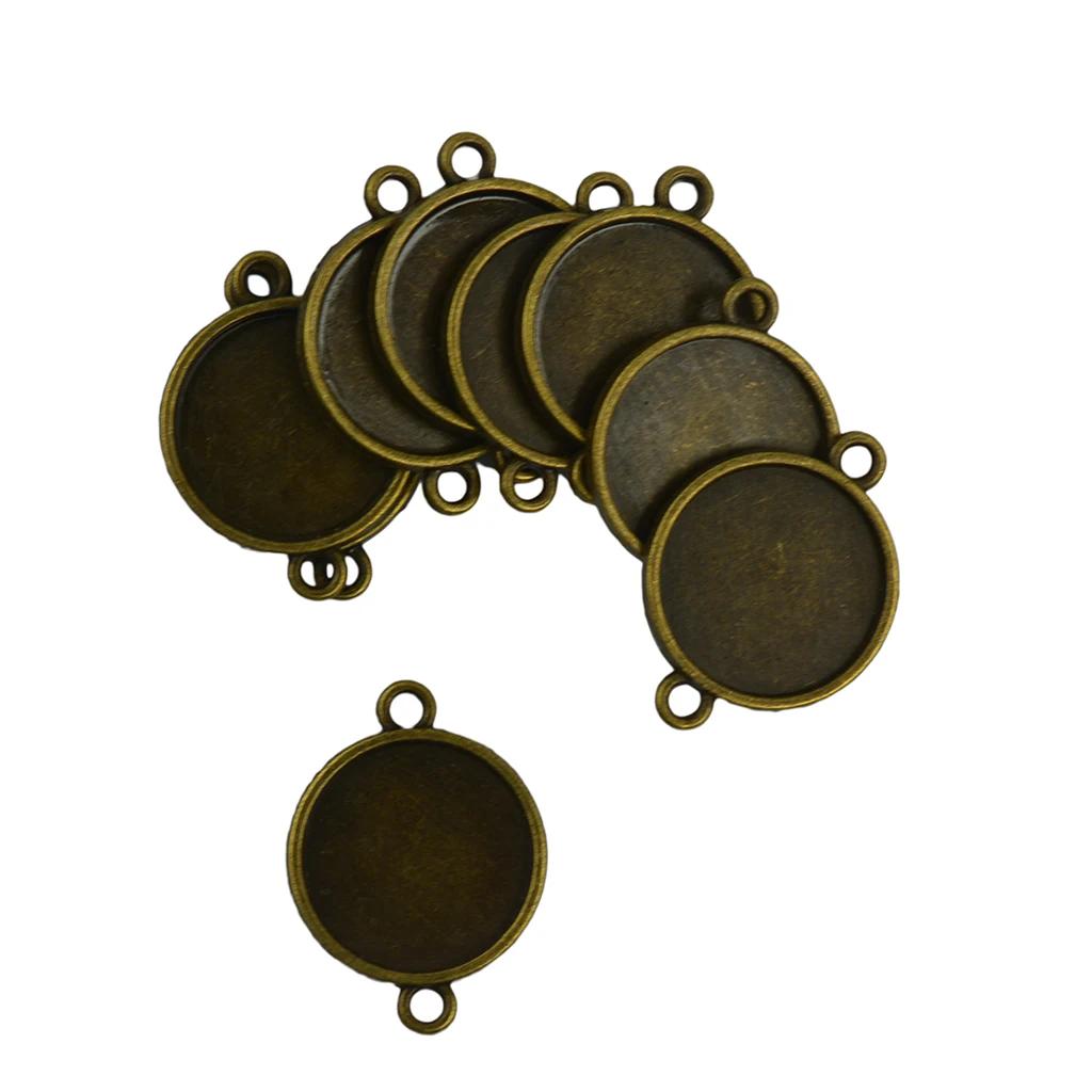  40 pcs Blank Bezel Base for 16mm Cabochon Jewelry Charms Connector DIY accessories for home jewelry making Vintage Bronze 