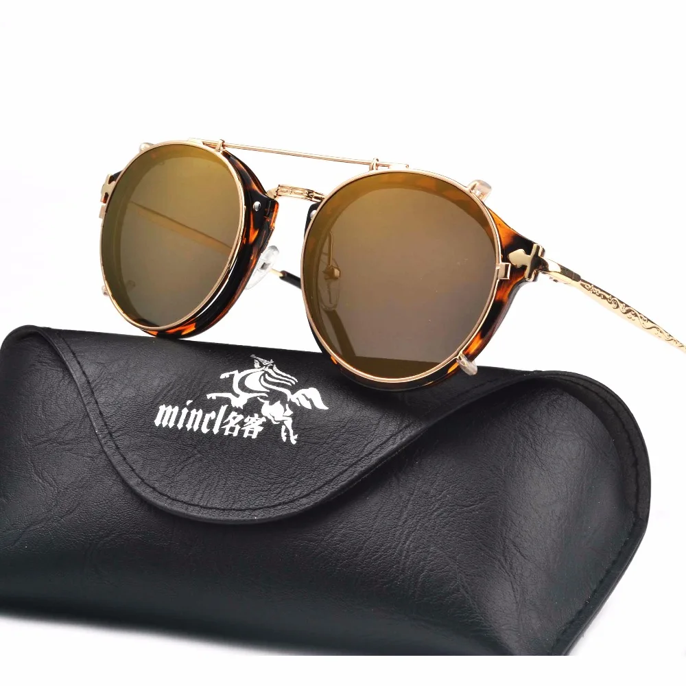 

mincl/2019 Vintage Set Glasses Women Men Mirror Sunglasses Clip-on Make Myopia Hyperopia Astigmatism FML