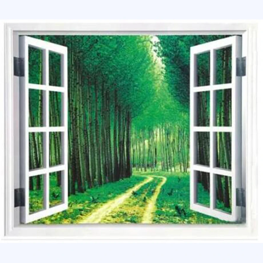 Window Outside Scenery DIY 5D Diamond Painting Embroidery Cross Stitch Craft