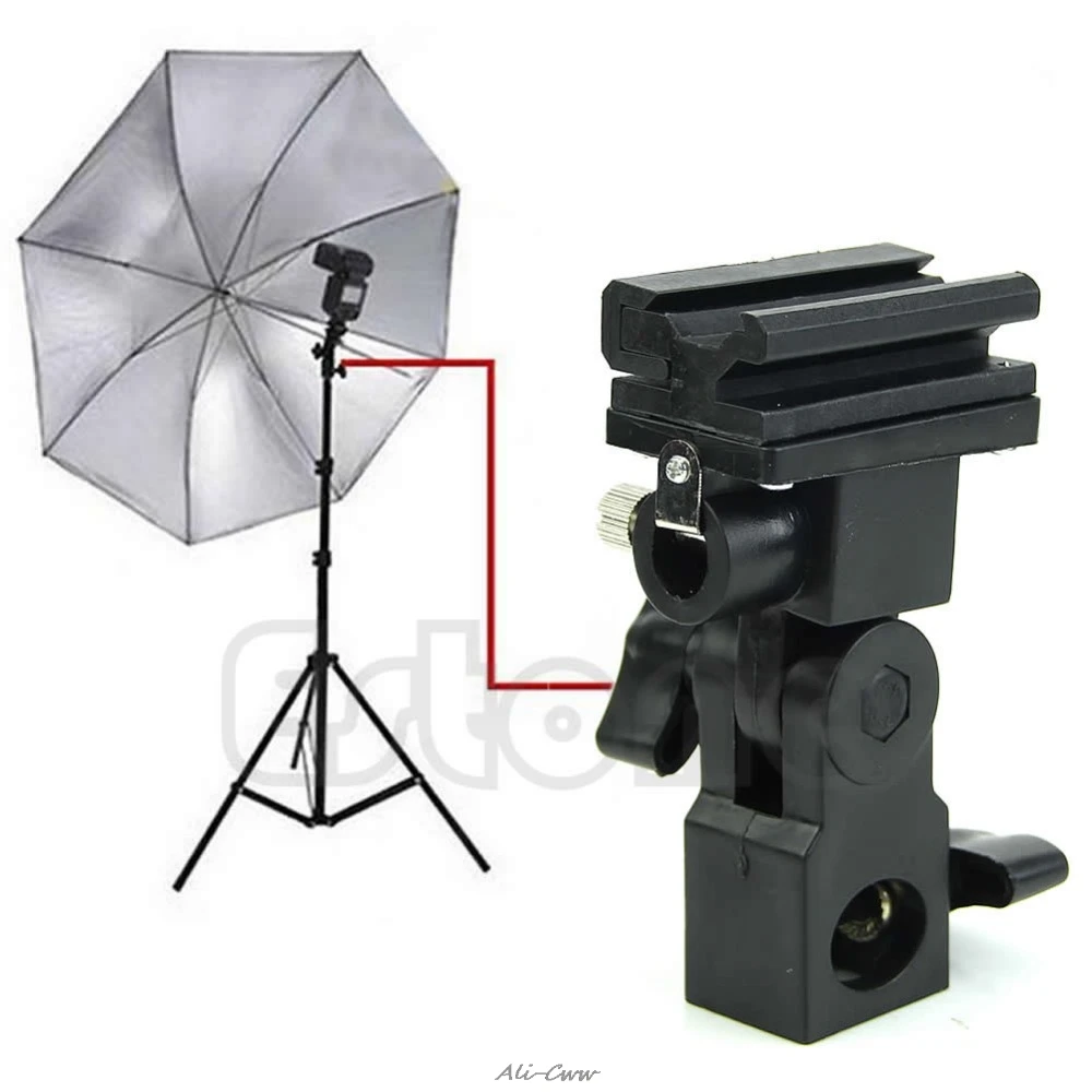 

B Type Flash Hot Shoe Adapter Trigger Umbrella Holder Swivel Light Stand Bracket