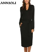 ANNJOLI Для женщин сна халаты кимоно с длинными рукавами халат для сна банный халат одежда для сна, ночнушка для женщин высокое качество одежда для дома