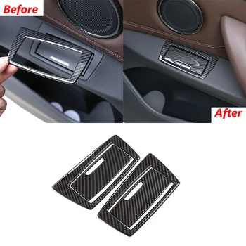 

4 Pieces Carbon Fiber ABS Chrome Rear Door Ashtray Decorative Frame Trim For BMW X1 F48 2016-2019 Car Accessories
