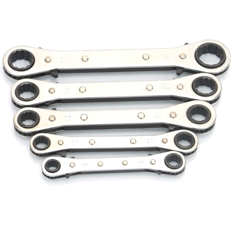 

5Pc 6-21Mm Metric Offset Torque Wrench Set Universal Ratchet Wrench Spanner Double End Wrench Offset Ring Spanner