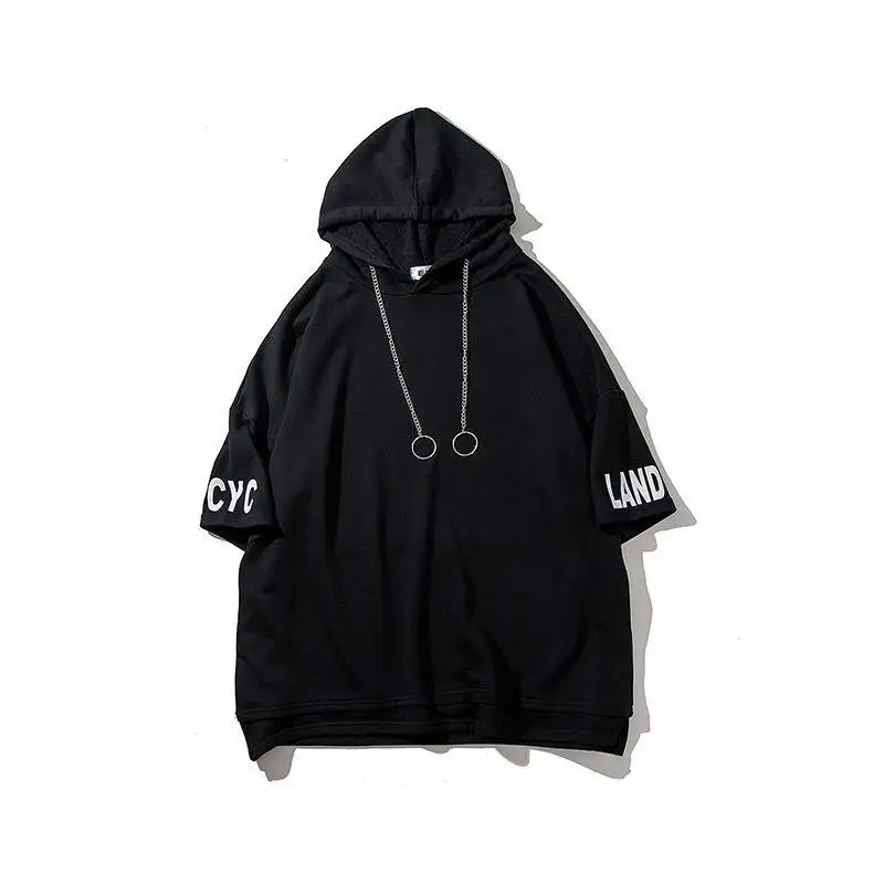 

Summer Japan Style T-shirt male hooded loose letters Print Short Sleeve Hip Hop T shirts Men casual Tshirt Streetwear Men Women