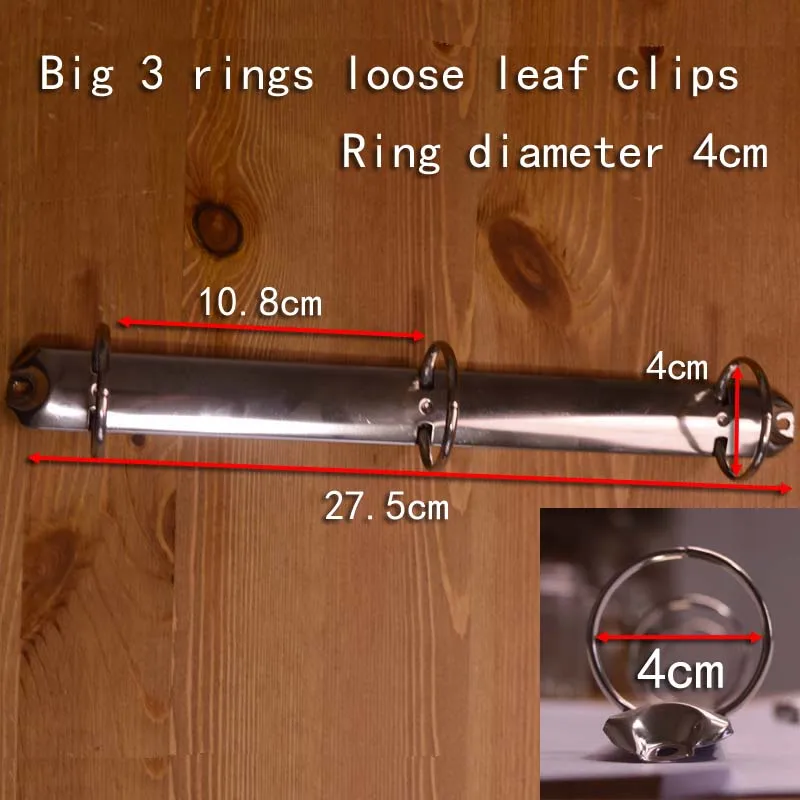 

A4 B5 3 ring Metal Spiral Binder Clip in binding combs spines Ring diameter 4cm diy loose-leaf notebook Stainless Steel Binder