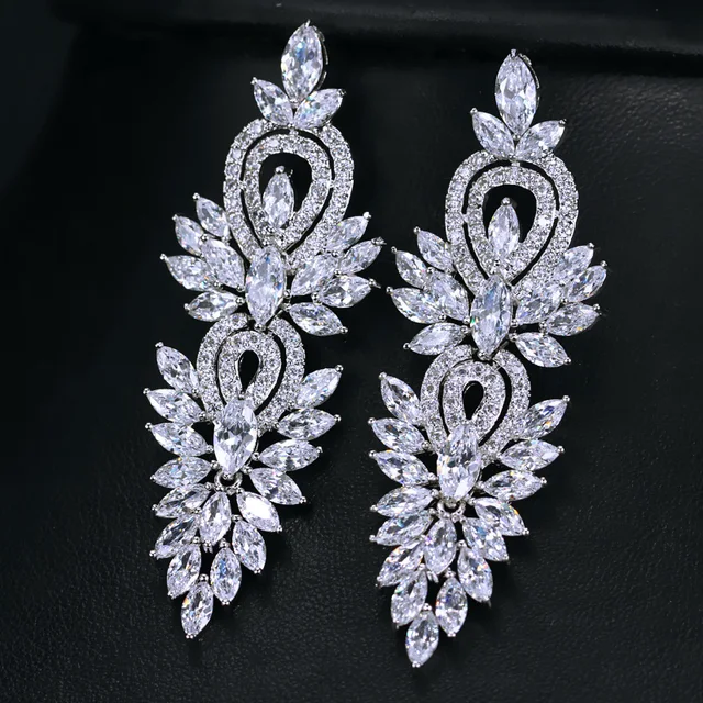CWWZircons Vintage Wedding Party Jewelry Accessories Gorgeous Cubic Zirconia Big Long Luxury Bridal Earring for Women CZ309 - Image 3