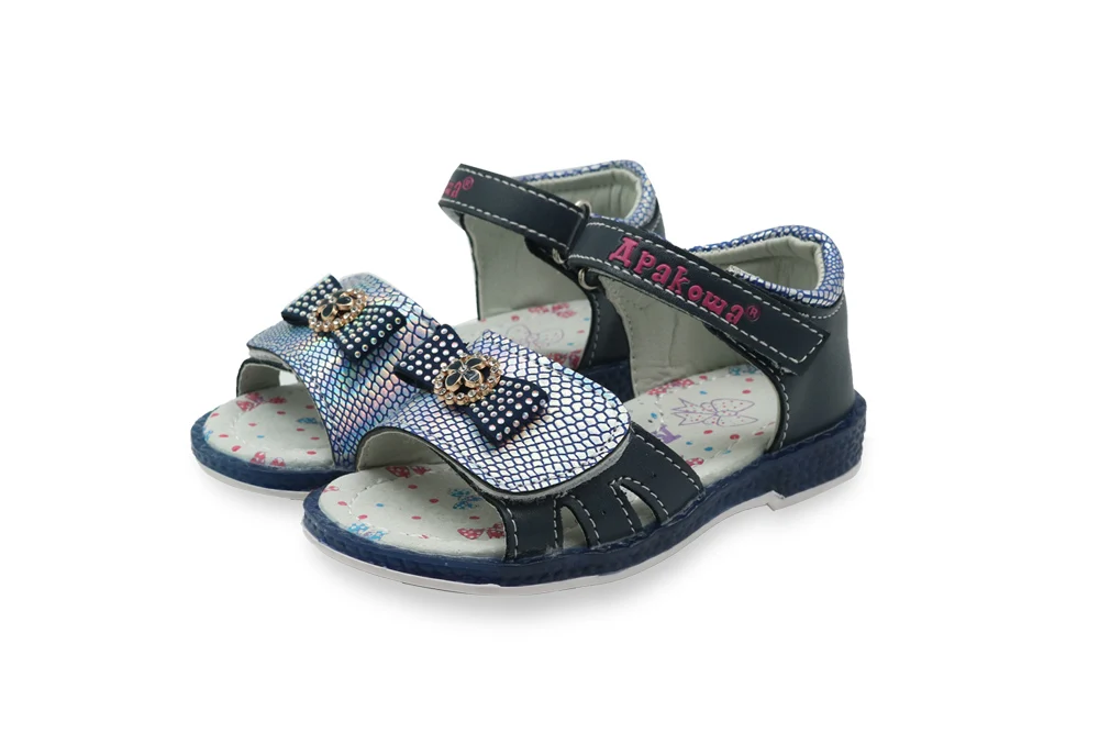 Apakowa/сандалии для девочек; детская летняя ортопедическая обувь; яркие блестящие сандалии для малышей; галстук-бабочка со стразами; новинка