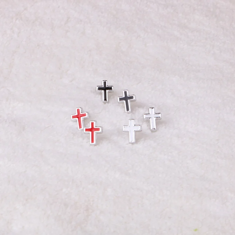 

Red black white cross small Stud Earrings for women female daily Fashion jewelry 3 pair /set HOT 2019