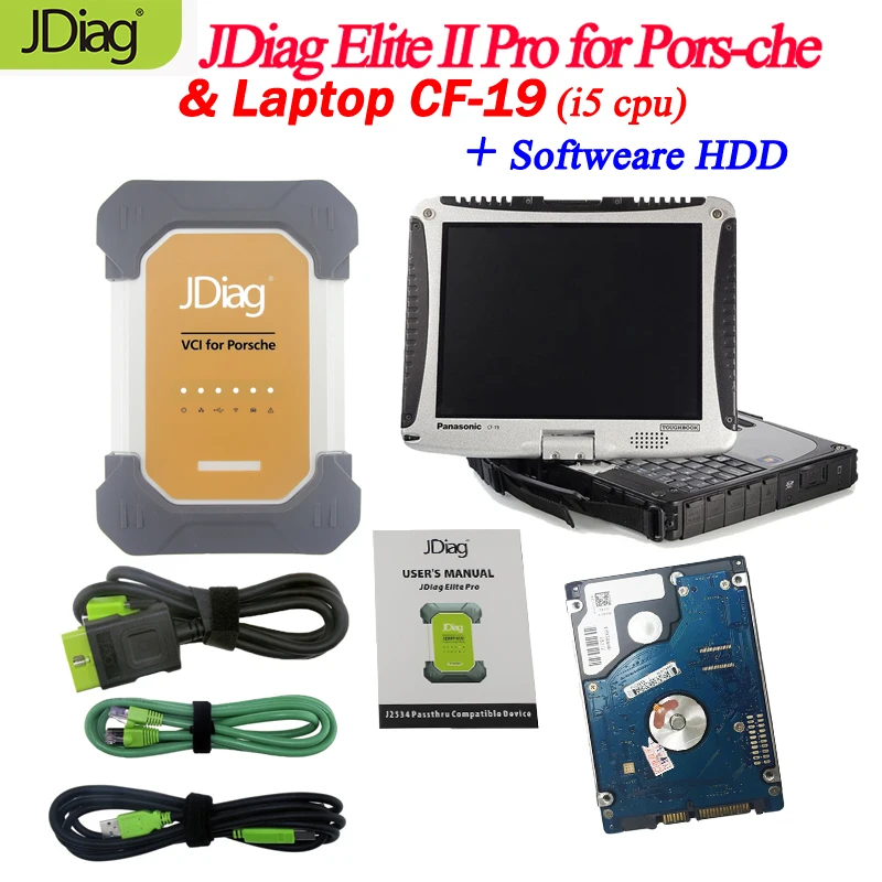

for PORSCH-E ECU Programmer Car Scanner JDiag Elite2 Pro J2534 Scanner with CF19 i5 Laptop Replace for Consult 3 for PORSCH-E