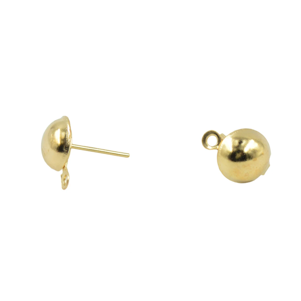 100 Pieces 8 mm Half Ball Earring Ear Stud Pin with 1 mm Closed Loop DIY Earring Findings Making 14 X12 Mm
