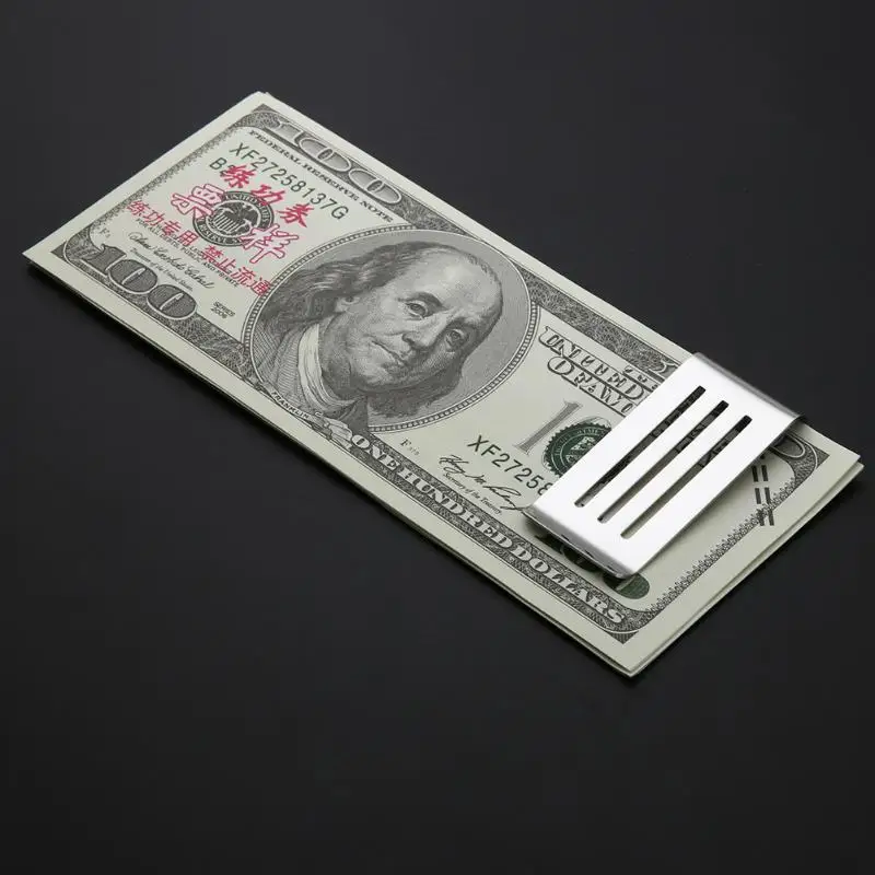 

Stainless Steel Craft Money Clips Hollow Out Portable Cash Clamp Holder