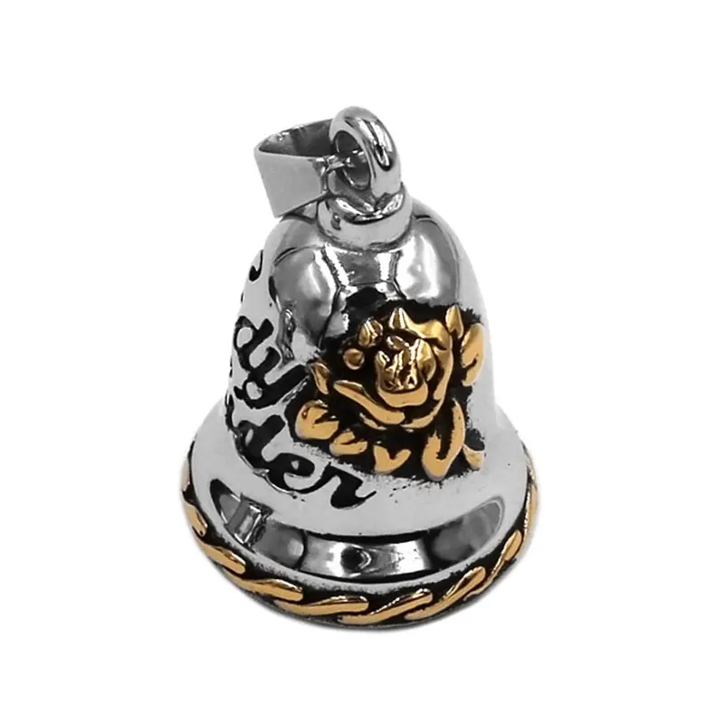Rose Lady Rider Biker Bell Pendant Stainless Steel Fashion Live To Ride Eagle Christmas Gift For Women 514B (Has steel ball) 4