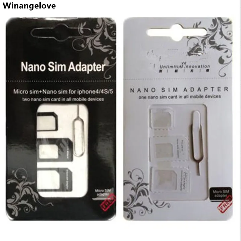Winangelove 5000set/lot 4 in 1 Nano Sim Card Adapter + Micro Sim card