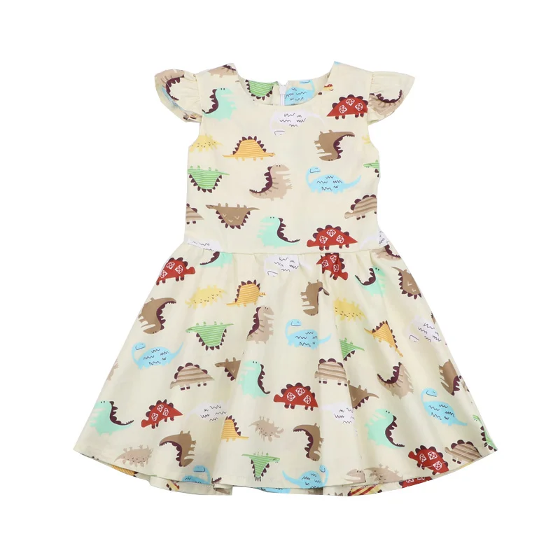Girls Summer Dress Animal Print Dinosaur Beach Vest Kids Dresses for Children Clothing Cotton Princess Baby Girl Clothes (3)