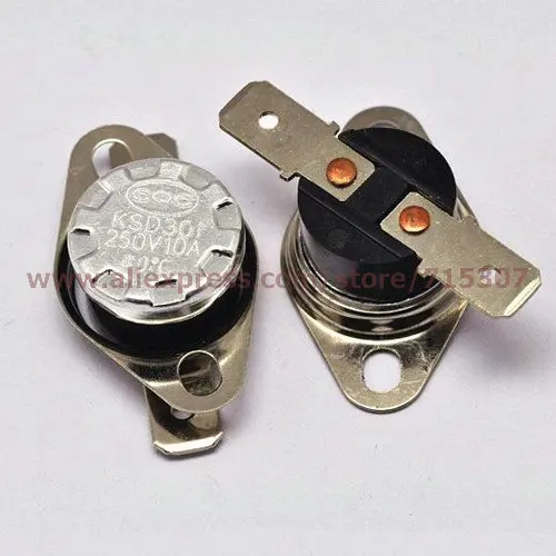 

PHISCALE 5pcs Temperature Switch KSD301 thermostat switch 40C degree 10A 250V Normal Open Thermal Protector
