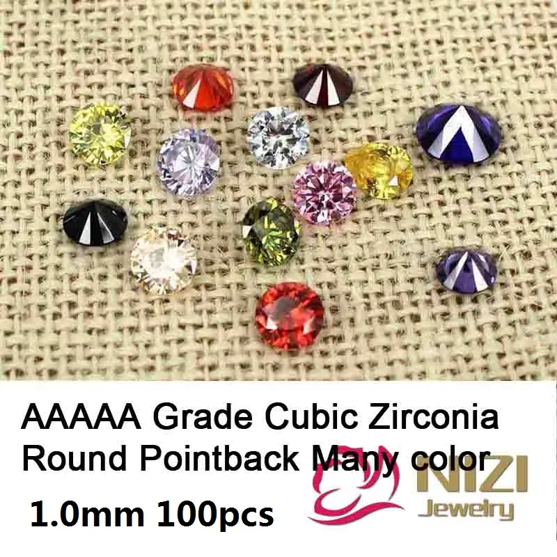 

1.0mm 100pcs AAAAA Grade Cubic Zirconia Beads Round Stones Supplies For Jewelry Accessories Nail Art DIY Decorations 13 Colors