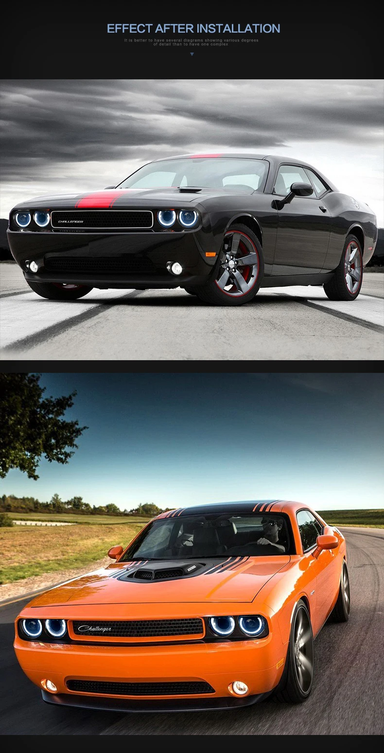 Vland Factory автомобильные аксессуары головная лампа для Dodge Challenger 2008- светодиодный головной светильник plug and play