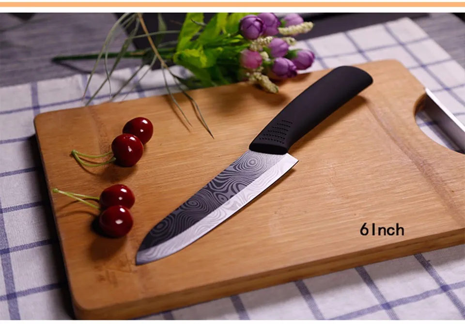 FINDKING качественные керамические кухонные ножи с черным узором, лезвие с держателем, Овощечистка, крышки, набор керамических ножей, набор кухонных ножей, лучший