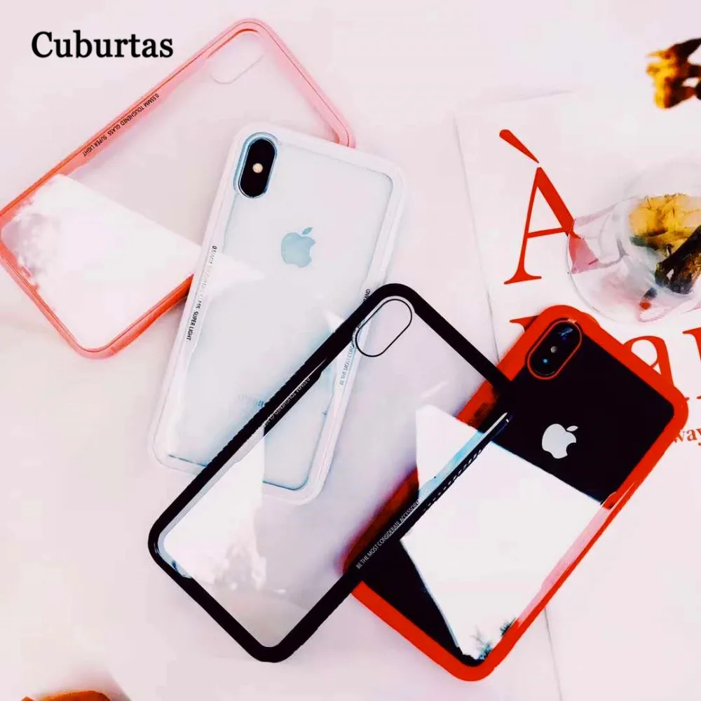 Cuburtas New Case for iPhone X Luxury TPU Soft Edge Tempered Glass Back 8 7 6 6S Plus Fashion Silicone Coque |